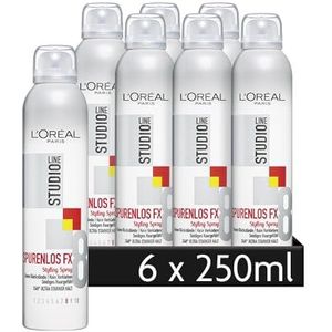 L'Oréal Paris Studio Line Ultra lichte haarspray, 24 uur ultra-sterke grip, geen lijmen, geen sporen FX Styling Spray, 6 x 250 ml