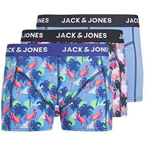 JACK & JONES Heren Jacpueblo Trunks 3 Pack Boxershorts, Navy Blazer/Pack: Aster Blue-Silver Lake Blue, S, Navy Blazer/Pack: aster Blue - Silver Lake Blue, S