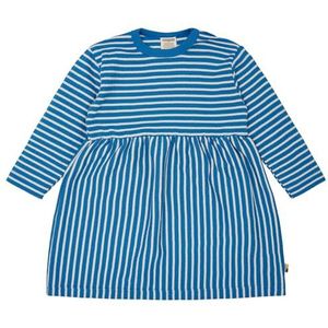 loud + proud Meisjes lange mouwen gestreept met rib, GOTS-gecertificeerd kinderjurk, azuur, 122-128
