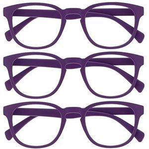 Opulize Pop 3 Stuks Purper Afstand Bril Kortzichtig Retro Ronde Mannen Vrouwen Scharnieren Met Veer MMM2-5 -1,00