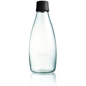 Retap ApS fles, borosilicaatglas, zwarte stop, 88 mm
