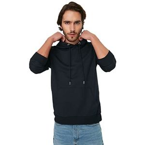 Trendyol Heren Navy Blue Male Regular Fit Kangaroo Zakken Lange Mouwen Hooded Sweatshirt, XL