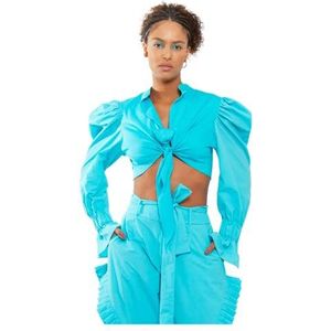 CHAOUICHE Peace overhemd, turkoois blauw, maat L voor heren, Turkoois Blauw, L