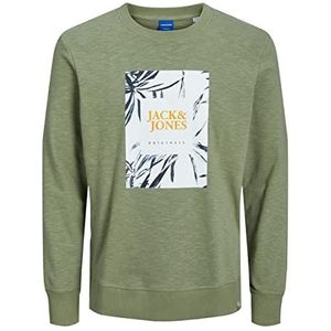 JACK & JONES Jorcrayon Sweat Crew Neck Jnr sweatshirt voor jongens, oil green, 128 cm