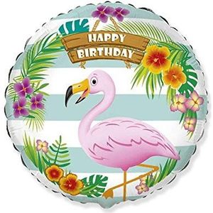 Ballonim® Happy Birthday Flamingo ronde ballonnen 45 cm folieballon verjaardag xxl ballon