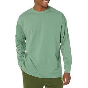 Amazon Essentials Heren 100% biologisch katoen oversized fit T-shirt met lange mouwen, saliegroen, 3X-Large Big