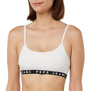 Pepe Jeans Dames Logo Str Brlt BH, wit, S, Kleur: wit, S