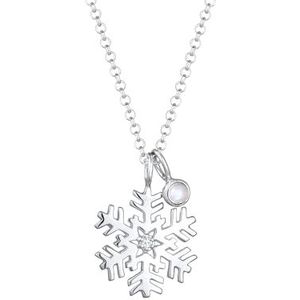 Elli Halsketting Dames Snowflake Hanger Speels met Kristallen in 925 Sterling Zilver