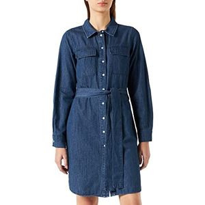 PIECES Dames PCOSALINA LS MIDI DNM DB Dress NOOS BC jurk, Dark Blue Denim, S