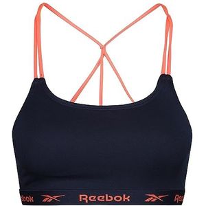 Reebok Dames Sport Crop Bra in Blau | Fitness-Onderhoud Met Geringer Belastung Training, Marineblauw/Oranje Flare, M