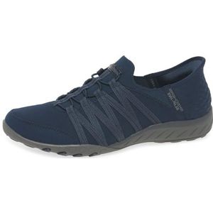 SKECHERS Women's Breathe Easy-ROLL with ME Sneaker, Navy, 9.5