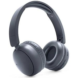 Bluetooth-hoofdtelefoon met FM-radio, draadloze connectiviteit, stereogeluid, geïntegreerde bediening en gebruik voor muziek en oproepen.