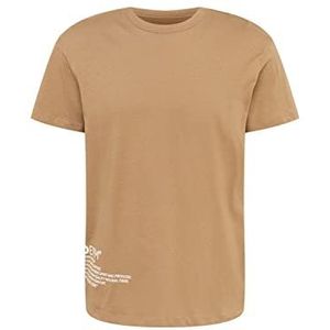 TOM TAILOR Denim Uomini T-shirt met backprint 1033995, 12912 - Splashed Clay Beige, XS