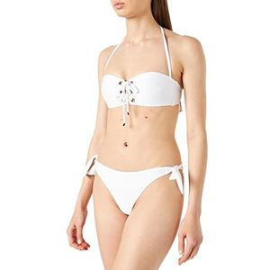 Emporio Armani Swimwear Dames gevoerde band & Braziliaanse W/Bows Ottoman Lycra bikini set, wit, XS