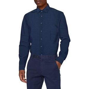 Seidensticker Zakelijk overhemd voor heren, gemakkelijk te strijken, smal overhemd, slim fit, lange mouwen, Kent kraag, 100% katoen, lichtblauw, 43