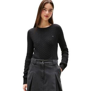 TOMMY JEANS - TJW CABLE ESSENTIAL SWEATER - Gebreide Trui - Zwart
