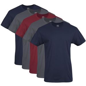 Gildan Heren Crew T-shirts, multipack, stijl G1100, Marineblauw/Houtskool/Kardinaal Rood (5-pack), L