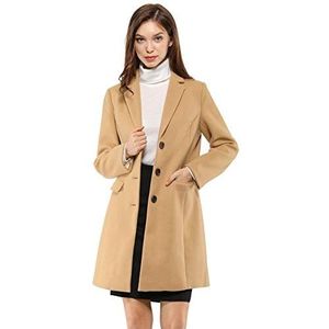 Allegra K Women's Winter Coats 2025 Single Breasted Long Trench Coat Jackets XXX-Large Browns