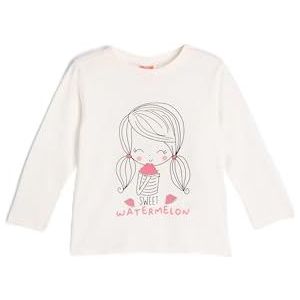 Koton Babygirls Long Sleeve Crew Neck Little Girl Printed Detail Katoenen T-shirt, ecru(010), 2-3 Jaar