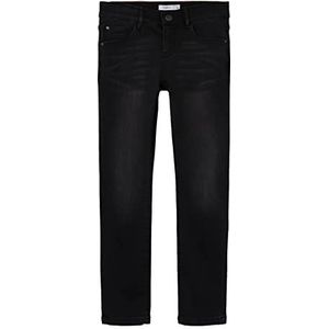 NAME IT NKFSALLI Slim Fleece Jeans 6236-AN P, zwart denim, 128 cm