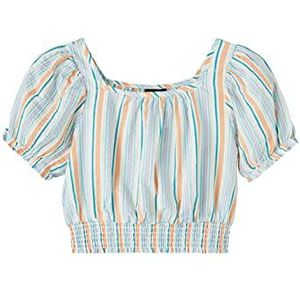 NAME IT Meisjes NLFFEM SS Crop TOP T-shirt, Delphinium Blauw/Stripes: Mixed Stripes, 158/164, Dolfijnblauw/strips: gemengde strepen, 158/164 cm