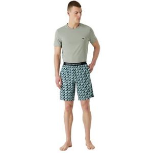 Emporio Armani Heren Men's Pattern Mix Short Pajama Set (2 stuks), Print Artic/Stone, S