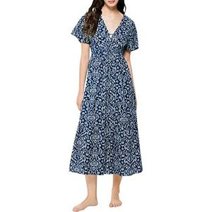 Springfield Midi-jurk met rug, fantasie, van katoen, Medium Blauw, 34