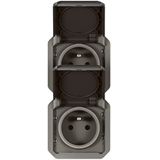 Legrand - Plexo - Dubbel Stopcontact - Antraciet - Waterdicht - 16 A
