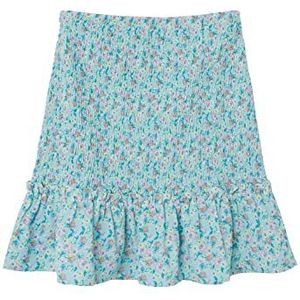 NAME IT Nlfeckali Rok voor meisjes, Iced Aqua/Aop: bloemenprint, 176 cm