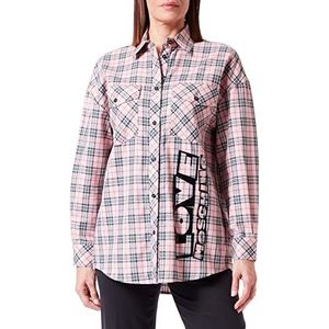 Love Moschino Dames relaxte fit lange mouwen met patch zakken aan de voorkant en maxi-merkprint shirt, rozegroen., 42