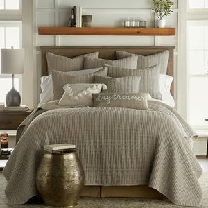 Levtex Home - Mills Wafel - King/Cal King Quilt Set - Taupe Katoen Wafel - Quilt Formaat (106 x 92 in.) Sham Size (36 x 20 in.)