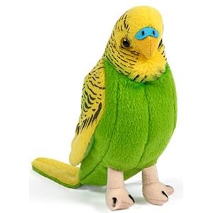 Living Nature Groene grasparkiet met geluid, realistische zachte knuffelvogel, milieuvriendelijke knuffel van Naturli, 11,5 cm, geassorteerd [willekeurige kleur]