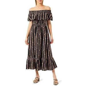 COBIE Maxi-jurk voor dames, met allover-print, zwart, S