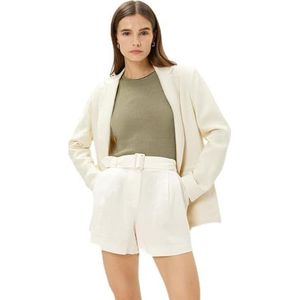 Koton Dames Belted Linnen Mix Shorts, Off White (001), 42