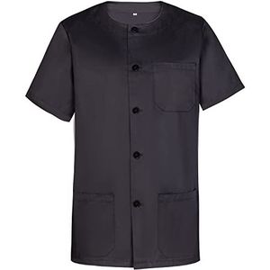 MISEMIYA - Sanitair overhemd uniseks/heren ronde hals sanitair uniformen 833, Zwart, XL