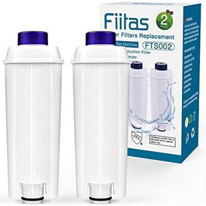 Fiitas Waterfilter voor Delong hi Dinamica Magnifica s ECAM Volautomatische espressomachine DLSC002 De longhi filterpatronen, compatibel met ESAM, ETAM Series (2 stuks) FTS002