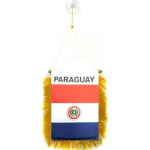 Paraguay mini Banner 6'' x 4'' - Paraguayaanse PENNANT 15 x 10 cm - mini Banners 4x6 inch zuignap hanger - AZ FLAG