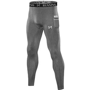 MEETWEE - Compressiebroek - Grijs - Lange Hardloopbroek - Ademend - Met Zak
