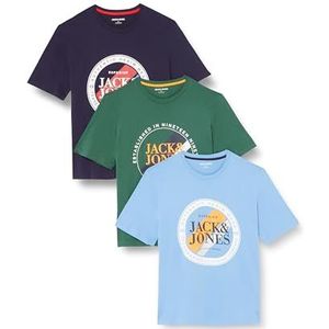 JACK & JONES JJLOOF Tee SS Crew Neck 3PK MP, Donkergroen/verpakking: w. Navy Blazer+Pacific Coast, XXL