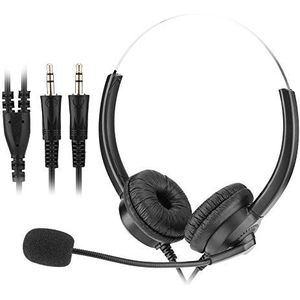 Vbestlife, Lossless Sound Call Center-hoofdtelefoon, 360° roterende oorbeschermers callcenter headset met microfoon voor computer/telefoon etc/ruisonderdrukking (3,5 mm dubbel)