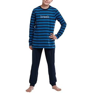 Schiesser Jongens-kinderen, lange pyjama-set van biologisch katoen, blauw I, 140 cm