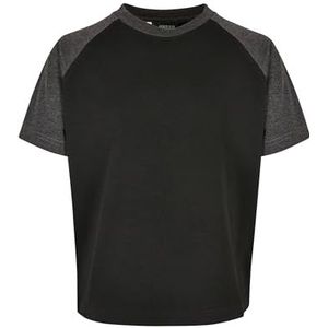 Urban Classics - Raglan Contrast Kinder T-shirt - Kids 122 128 - Zwart Grijs