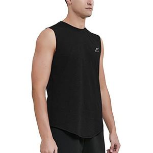 MeetHoo Tanktop heren mouwloos spiershirt bodybuilding trainingsshirt heren gym sport voor workout T-shirt functioneel shirt, zwart, XL
