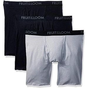 Fruit of the Loom Ademend ondergoed boxershorts kort (3-pack) heren, Lange pijpen, katoenweefsel, verpakking van 3 stuks, gesorteerd, S