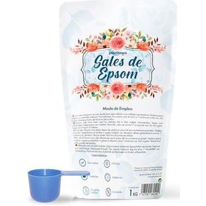 Plantawa Epsomzout, 1 kg, wit, 100% zuiver, natuurlijk, lichaamsverzorging, ontspannend en schuimend bad, zonder toevoegingen, voor spierontspanning en een goede nachtrust.