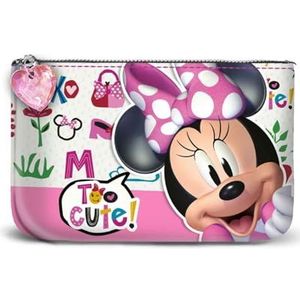 Minnie Mouse Too Cute-Small Square portemonnee met munten, roze, 10 x 7 cm, roze, Eén maat, Kleine vierkante portemonnee te schattig
