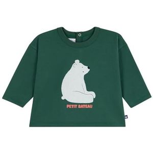 Petit Bateau Baby T-shirt van katoen met lange mouwen, kattenmotief, Willow, 6 Maanden