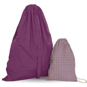 PARENCE. Set van 2 waszakken met trekkoord, ondoorzichtige stof voor kleding, ondergoed, set van 2 (60 x 80 cm + 30 x 40 cm)