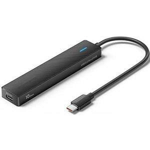 Watio Wave HUB 4-Port Hub, 2x USB-C 3.2, 2x USB 3.2, 0,15 m kabel, zwart, ideaal voor meerdere apparaten