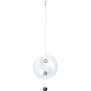 GILDE Yin Yang Slinger XL windgong - decoratie om op te hangen van roestvrij staal met 2 ballen - kleur: zwart - Ø 38 cm lengte ketting 53 cm - totale lengte 108 cm